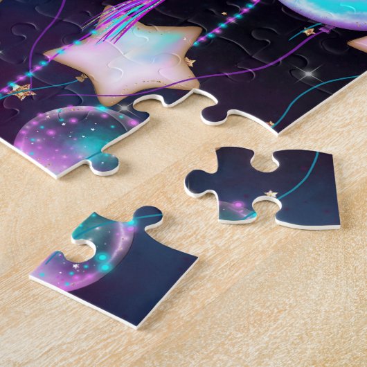 Kosmische Ballons | Planeten der Lila Mond-Sterne Puzzle (Seite)