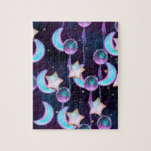 Kosmische Ballons   Planeten der Lila Mond-Sterne Puzzle