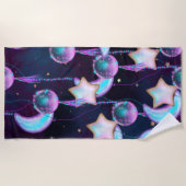 Kosmische Ballons | Planeten der Lila Mond-Sterne Strandtuch (Vorderseite)