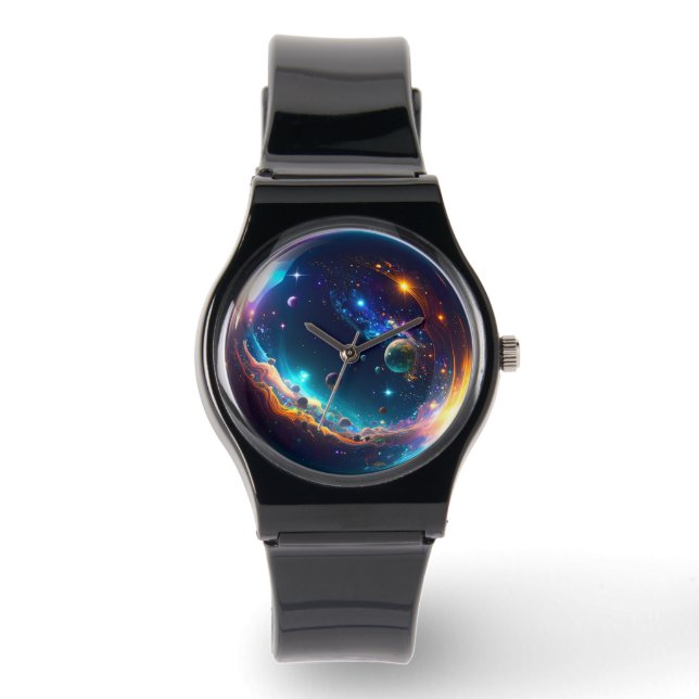 Kosmische Blase Galaxie Fantasy Art Armbanduhr (Vorderseite)