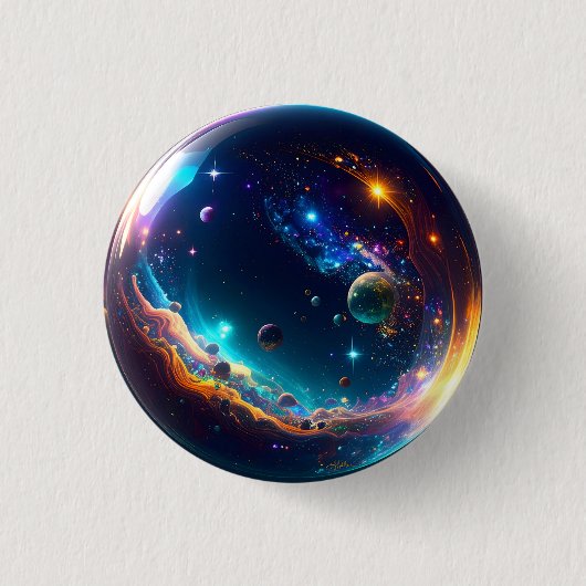 Kosmische Blase Galaxie Fantasy Art Button (Vorderseite)