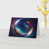 Kosmische Blase Galaxie Fantasy Art Karte (Gelbe Blume)