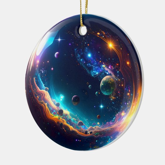 Kosmische Blase Galaxie Fantasy Art Keramik Ornament (Links)