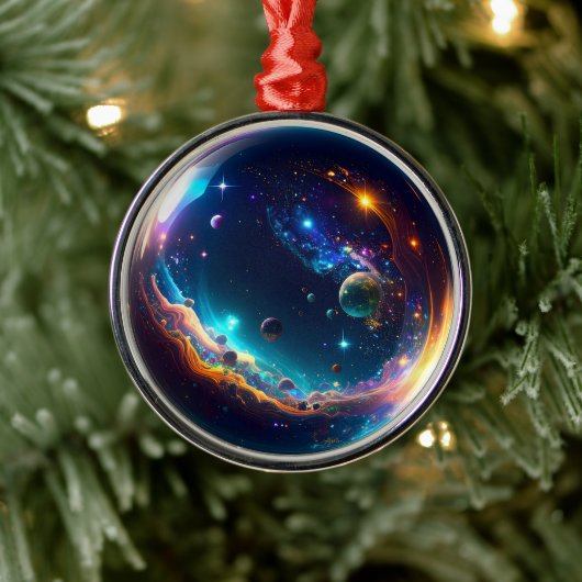 Kosmische Blase Galaxie Fantasy Art Ornament Aus Metall (Baum)