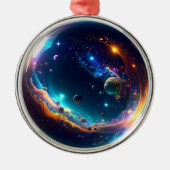 Kosmische Blase Galaxie Fantasy Art Ornament Aus Metall (Vorne)
