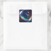 Kosmische Blase Galaxie Fantasy Art Quadratischer Aufkleber (Tasche)