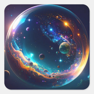 Kosmische Blase Galaxie Fantasy Art Quadratischer Aufkleber