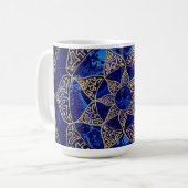 Kosmische blauer Lotosmandala-Tasse Kaffeetasse (Vorderseite Links)