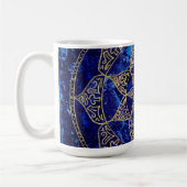 Kosmische blauer Lotosmandala-Tasse Kaffeetasse (Links)