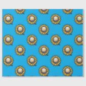 Kosmische Blume Blau Geschenkpapier (Flach)