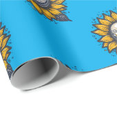 Kosmische Blume Blau Geschenkpapier (Rolleneckpunkt)