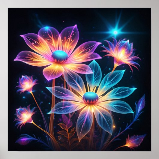 Kosmische Blume Psychedelic Art Poster (Vorne)