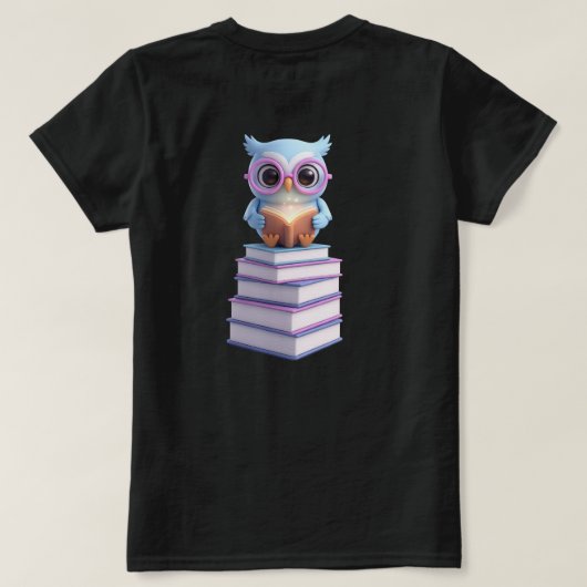Kosmische Buch-Eule T-Shirt (Design Rückseite)