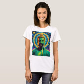 Kosmische Buddha-Erleuchtung Spirituelles T-Shirt (Vorne ganz)