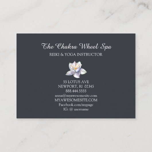 *~* Kosmische Chakra Symbole Kosmos Lotus Visitenkarte (Rückseite)