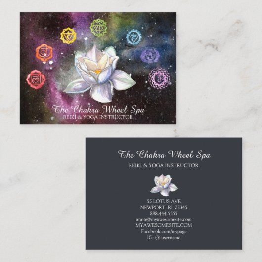 *~* Kosmische Chakra Symbole Kosmos Lotus Visitenkarte (Vorne/Hinten)