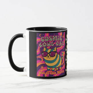 Kosmische Coolere Katzenunterlage - Stil des 80er/ Tasse