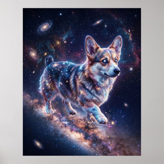 Kosmische Corgi Milchstraßen-Galaxie-Kunst Poster (Vorne)