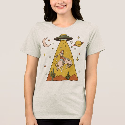 Kosmische Cowgirl Tri-Blend Shirt (Vorderseite)