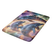 Kosmische Delphine und Quallen im Weltraum Badematte (Schrägansicht)