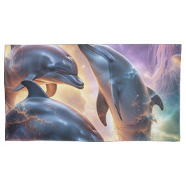 Kosmische Delphine und Quallen im Weltraum Kissenbezug