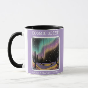 Kosmische Desert Aurora • Retro Western-Nacht Himm Tasse