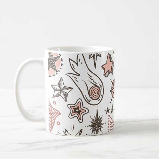 Kosmische Doodles: Sterne und Kometen Kaffeetasse (Links)