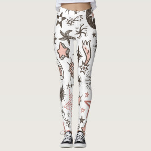 Kosmische Doodles: Sterne und Kometen Leggings
