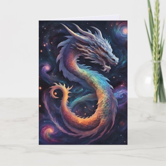 kosmische Drachen-Grußkarte Karte (Vorderseite)