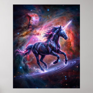 Kosmische Einhorn-Orion-Nebel-Fantasy-Kunst Poster