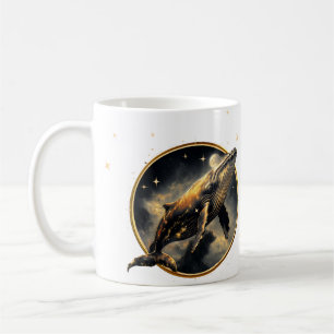 Kosmische Eleganz, der goldene, schwarze Wal Kaffeetasse