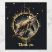 Kosmische Eleganz, der goldene, schwarze Wal Weinetikett (Einzelnes Label)