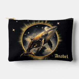 Kosmische Eleganz, der goldene, schwarze Wal  Zubehörtasche
