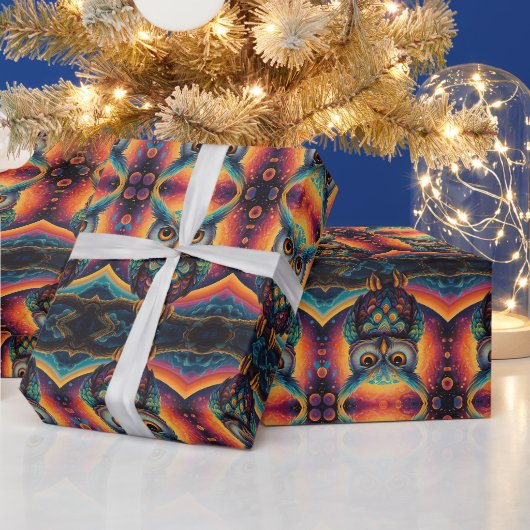 Kosmische Eule der Weisheit Geschenkpapier (Feiertage)