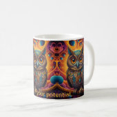 Kosmische Eule der Weisheit Kaffeetasse (VorderseiteRechts)