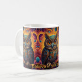 Kosmische Eule der Weisheit Kaffeetasse (Vorderseite Links)