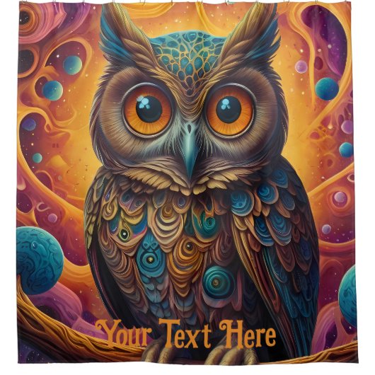 Kosmische Eule: Lebhafte Weisheit Duschvorhang (Vorderseite)