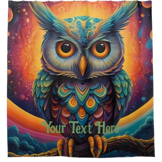 Kosmische Eule: Lebhafte Weisheit Duschvorhang (Vorderseite)