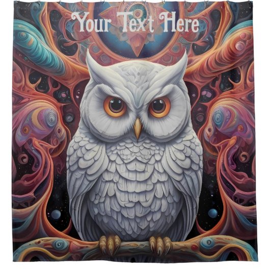 Kosmische Eule: Lebhafte Weisheit Duschvorhang (Vorderseite)