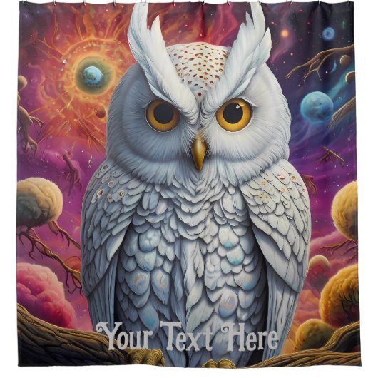 Kosmische Eule: Lebhafte Weisheit Duschvorhang (Vorderseite)