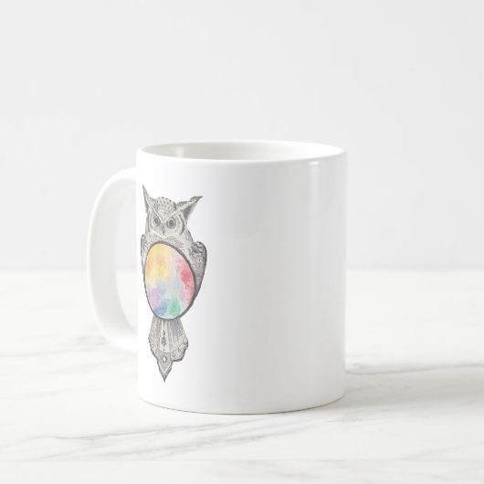Kosmische Eulen-Tasse Kaffeetasse (Vorderseite Links)