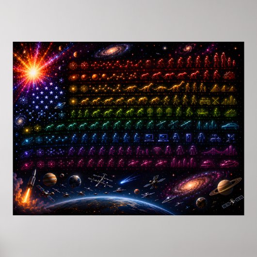 Kosmische Evolution der amerikanischen Flagge | Ur Poster (Vorne)