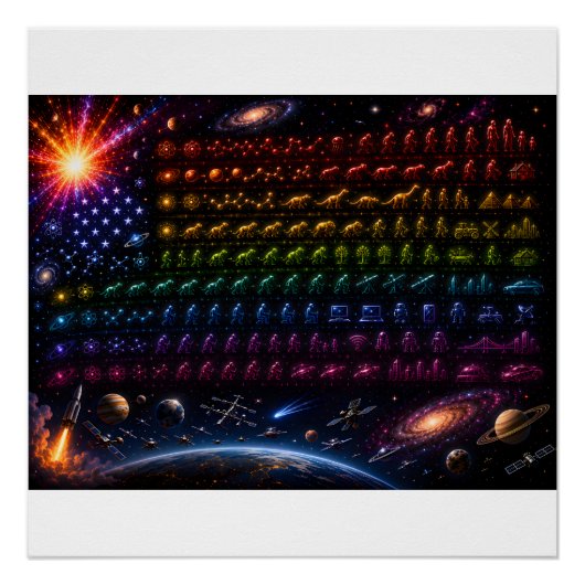 Kosmische Evolution der amerikanischen Flagge | Ur Poster (Vorderseite)