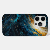 Kosmische Explosion Blau und Gold Abstrakt Case-Mate iPhone Hülle (Rückseite (Horizontal))