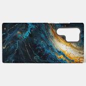 Kosmische Explosion Blau und Gold Abstrakt Samsung Galaxy Hülle (Rückseite (Horizontal))