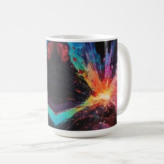 Kosmische Explosionen Tasse der farbenfrohen Kunst (VorderseiteRechts)