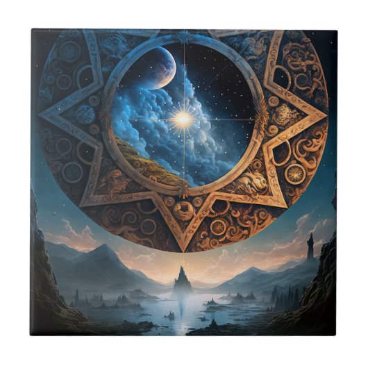 Kosmische Fantasie Weltraumwelt Keramik Tile Fliese (Vorderseite)