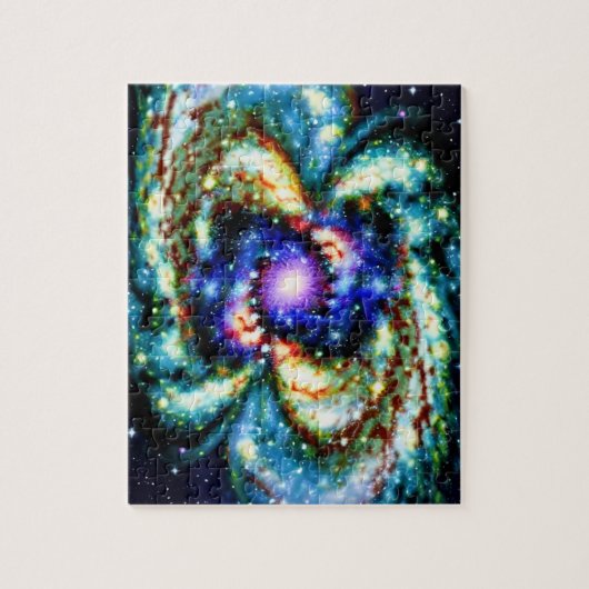 Kosmische Farbexplosion mit lila und blauer Ersche Puzzle (Vertikal)