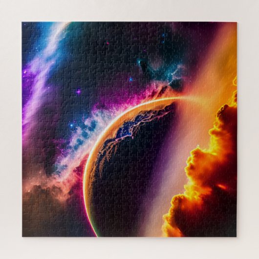 Kosmische farbige Wolken und Sterne im Universum Puzzle (Vertikal)