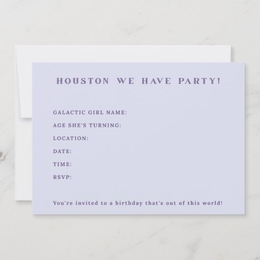 Kosmische Feier Einladung (Rückseite)